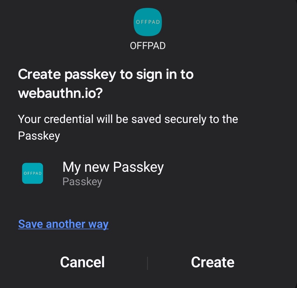 Passkey creation